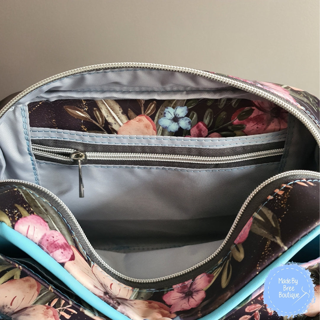 Blue Floral Cross Body Bag