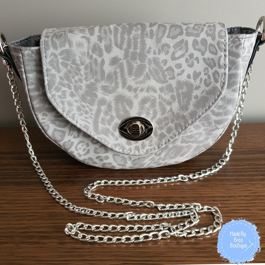 Grey Leopard Chain Bag