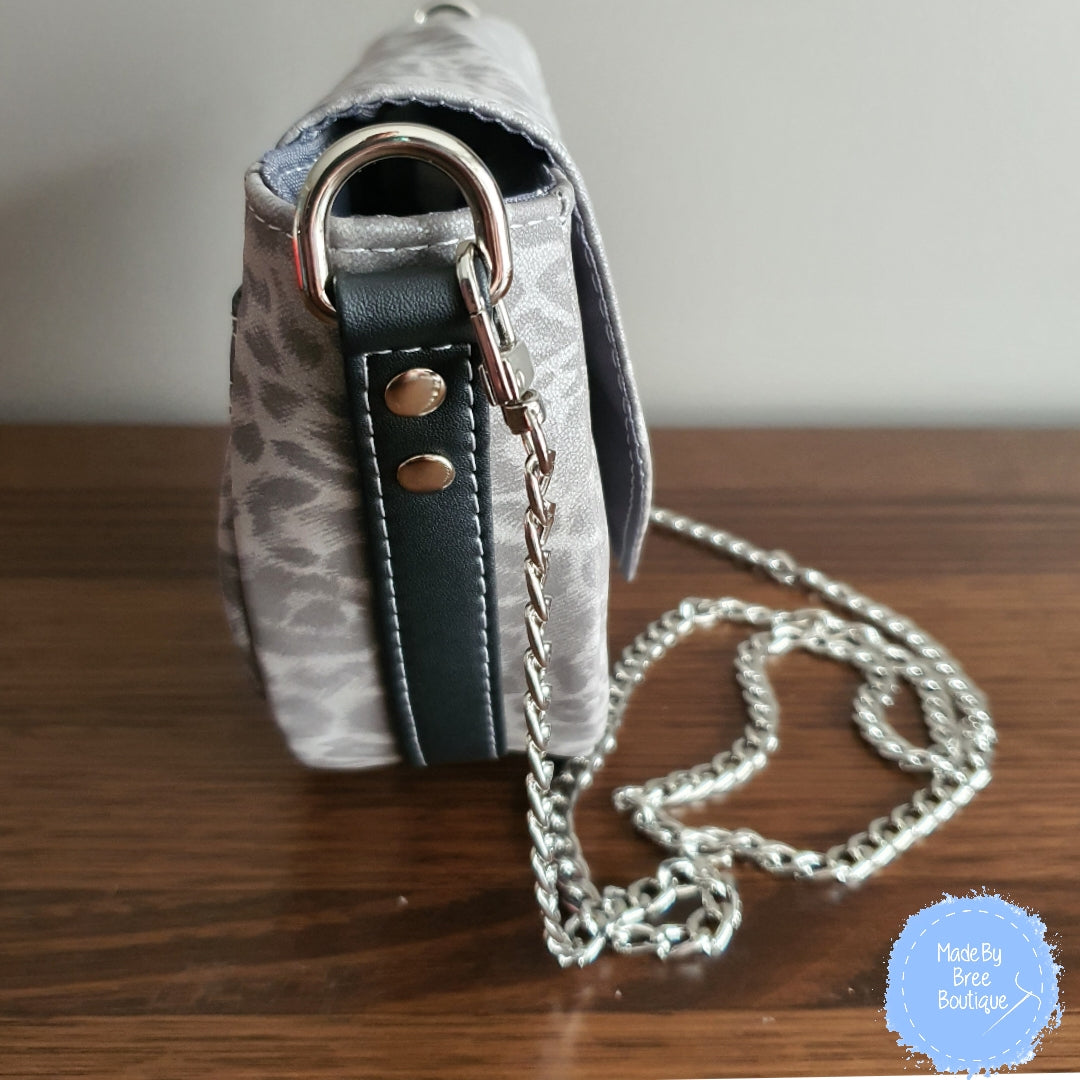 Grey Leopard Chain Bag